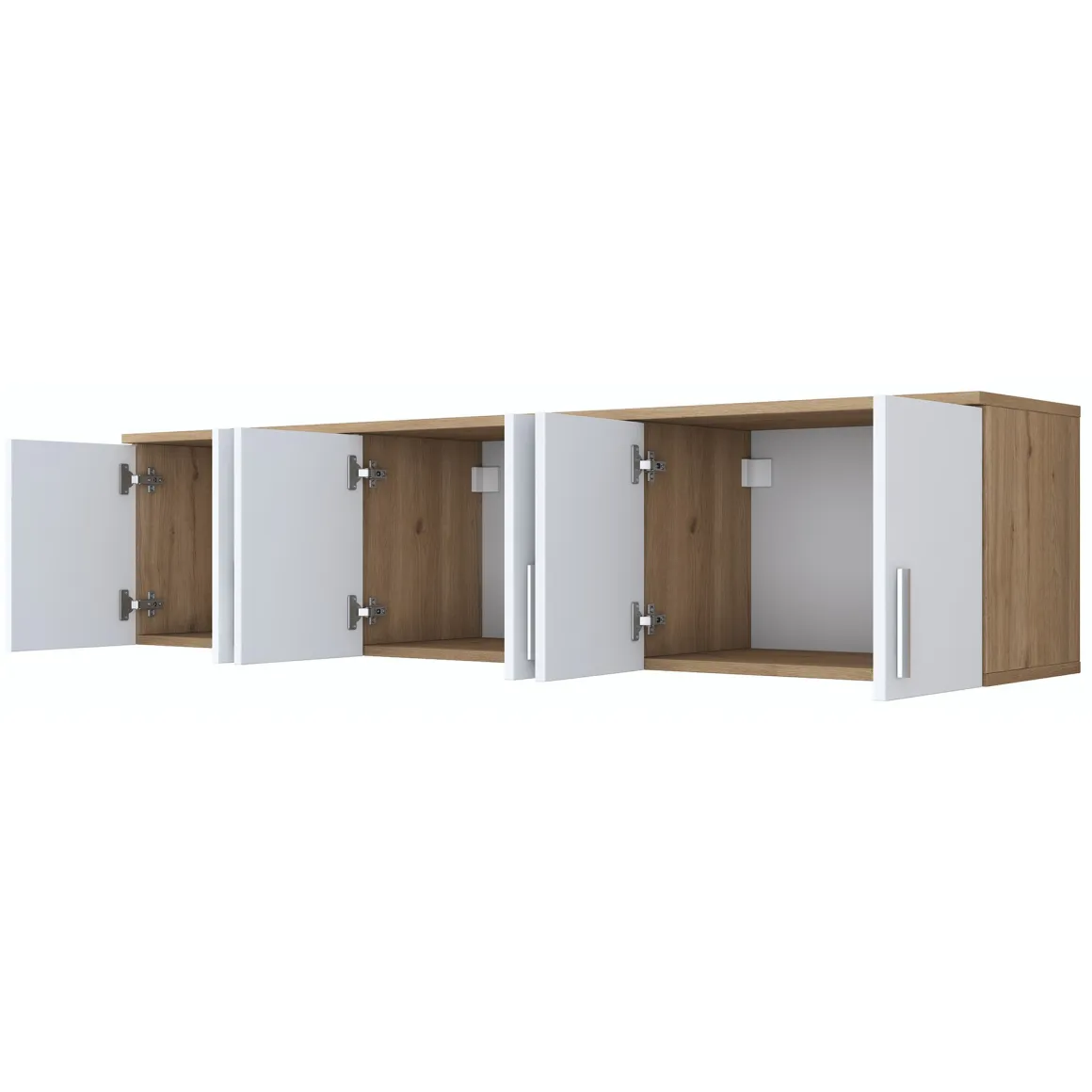 Mobile Pensile Marrone Rovere Bianco 6 Ante 3 Vani 180x41h cm, Apertura Battente - Arazzo