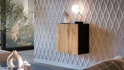 Mobile Pensile Nero Antracite Marrone Rovere un Ripiano Modulabile 49.9x50h cm, 2 Vani - Sparone