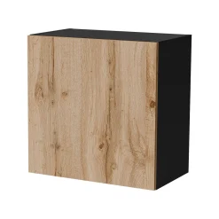 Mobile Pensile Nero Antracite Marrone Rovere un Ripiano Modulabile 49.9x50h cm, 2 Vani - Sparone