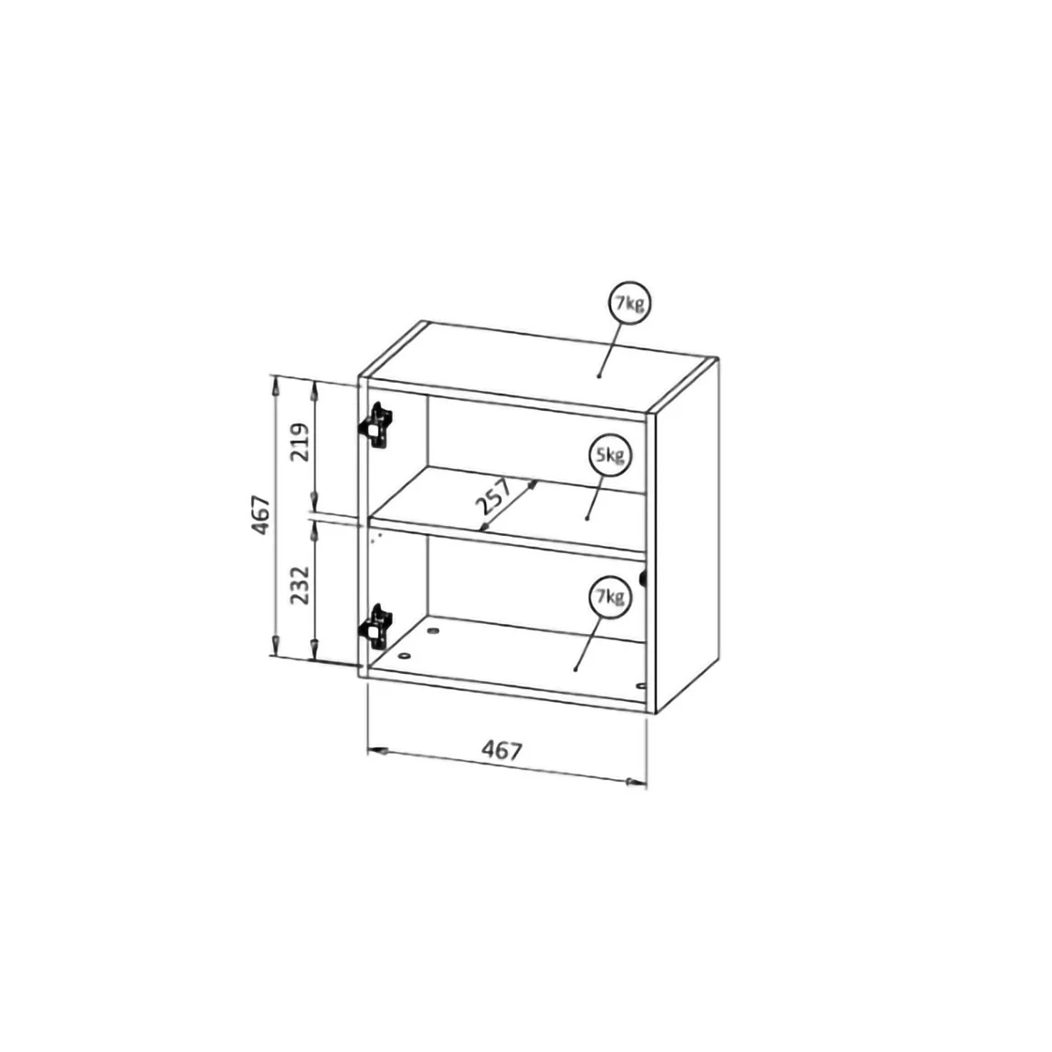 Mobili Pensili > Dmora Mobile Pensile un Ripiano Modulabile 49.9x50h cm, Apertura Push Pull - Fonteno Nero Antracite