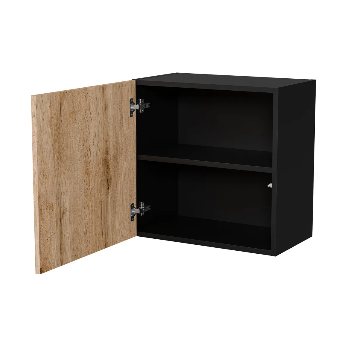 Mobili Pensili > Dmora Mobile Pensile un Ripiano Modulabile 49.9x50h cm, Apertura Push Pull - Fonteno Nero Antracite