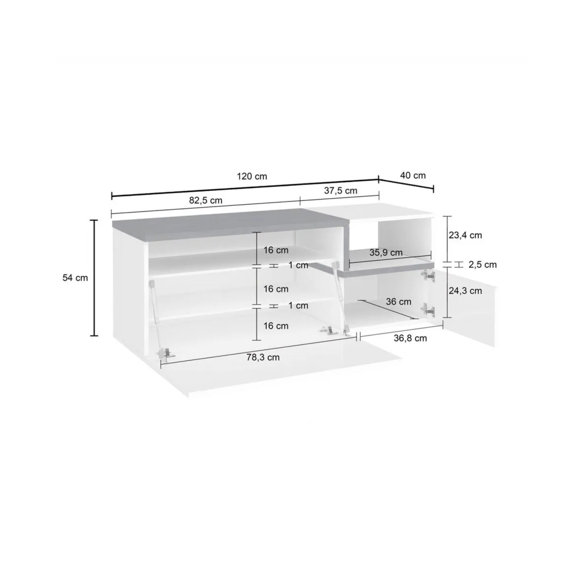 Mobile per ingresso 2 ante bianco lucido e ardesia 120x54h cm - Aska