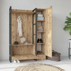Mobili Da Ingresso > Dmora Mobile per ingresso 2 ante quercia 125x180h cm - Damasco Marrone Quercia