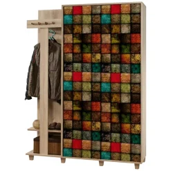 Mobili Da Ingresso|Ingresso > Dmora Mobile per ingresso 3 ante quercia e bianco 147x179h cm - Arcibaldo Bianco, Marrone Quercia