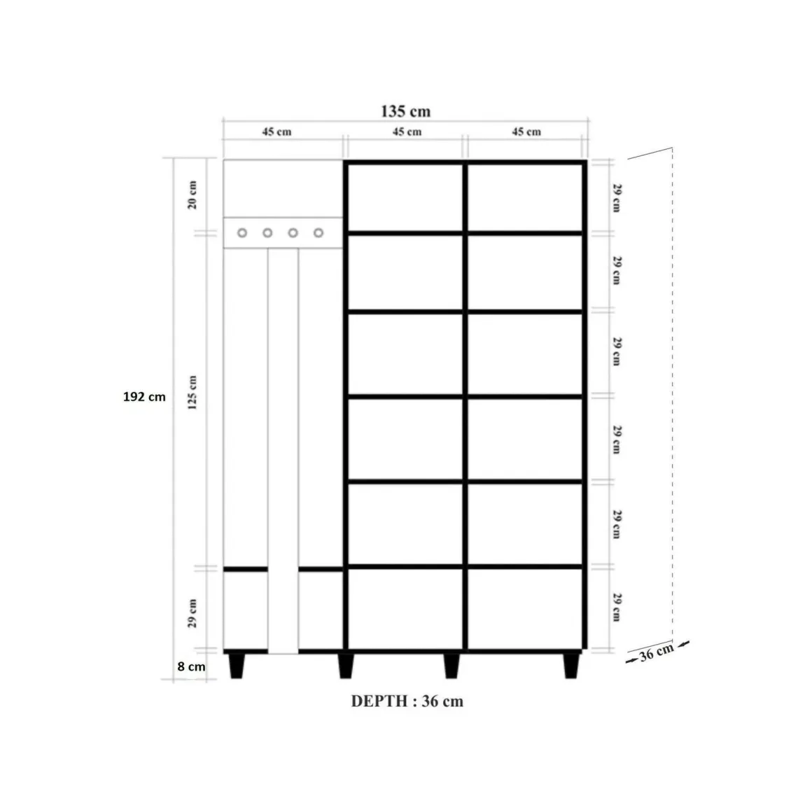 Mobile per ingresso 2 ante quercia e multicolore 135x194h cm - Liana