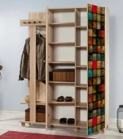 Mobile per ingresso 2 ante quercia e multicolore 135x194h cm - Liana