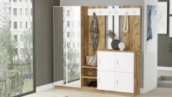 Mobile per ingresso 4 ante quercia e bianco 187x180h cm - Artin