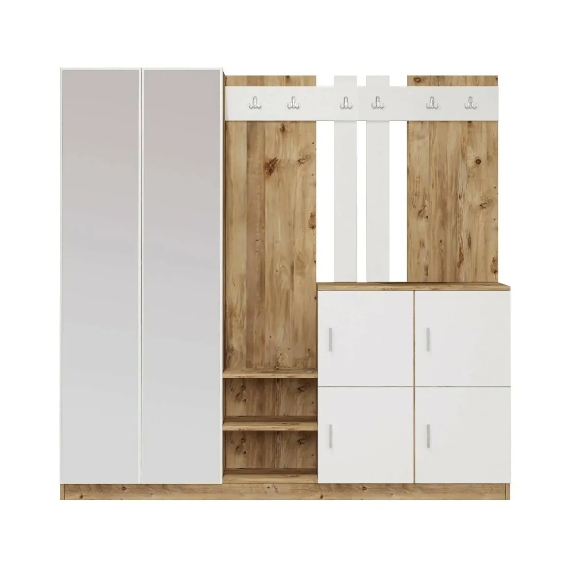 Mobile per ingresso 4 ante quercia e bianco 187x180h cm - Artin