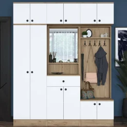 Mobile per ingresso e cassetto noce e bianco 179x226h cm - Adonis