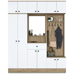 Mobile per ingresso e cassetto noce e bianco 179x226h cm - Adonis