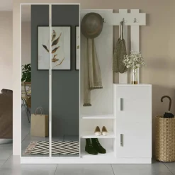 Mobili Da Ingresso > Dmora Mobile per ingresso grande 3 ante 147x179h cm - Hene Bianco