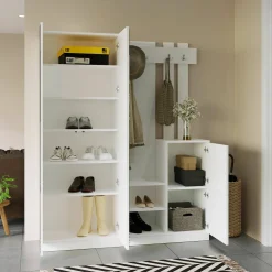 Mobili Da Ingresso > Dmora Mobile per ingresso grande 3 ante 147x179h cm - Hene Bianco