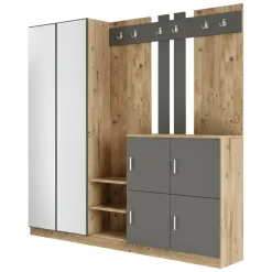 Mobile per ingresso grande 4 ante quercia e antracite 187x180h cm - Artin