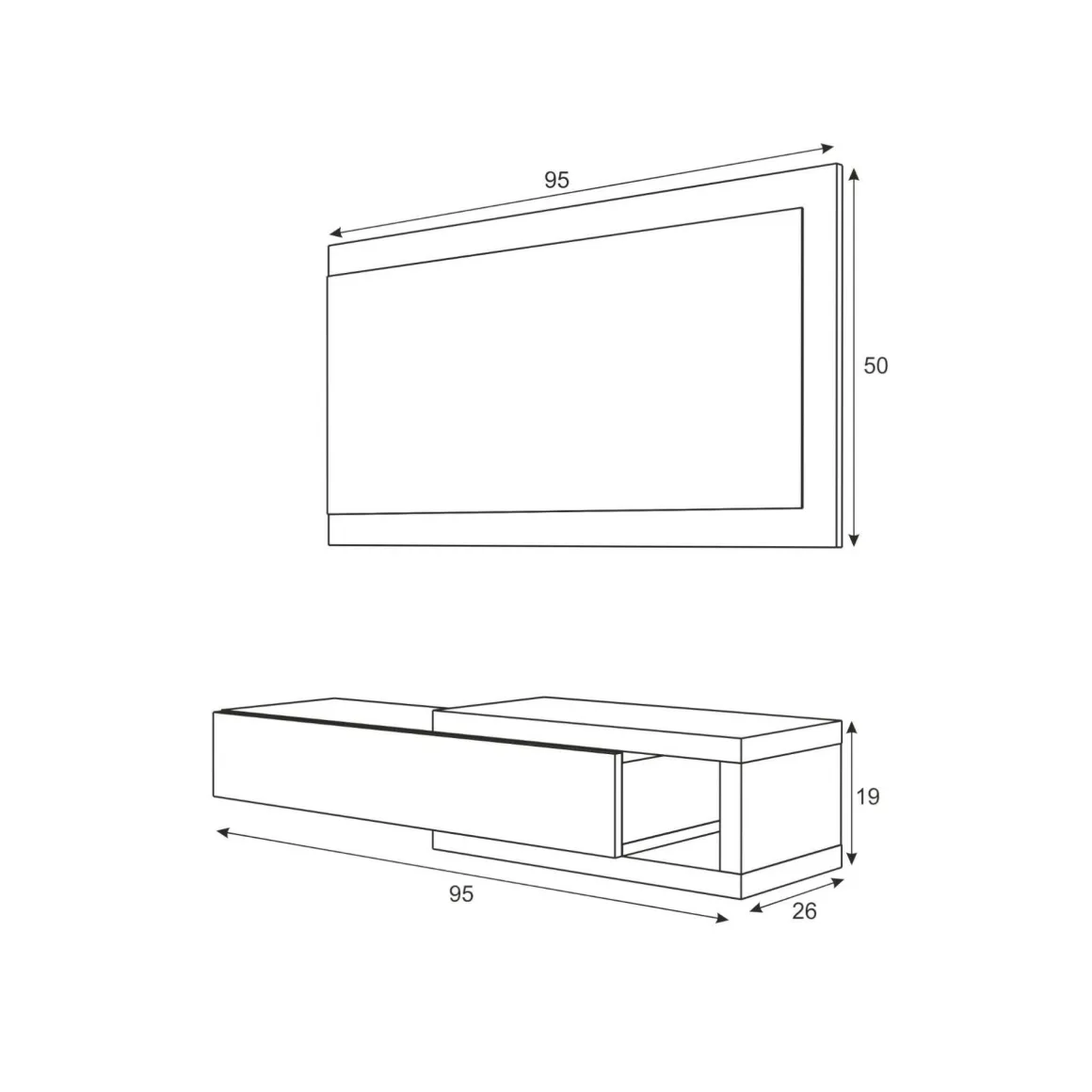 Mobile per ingresso piccolo sospeso bianco e rovere 95x19h cm - Arty