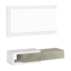 Mobile per ingresso piccolo sospeso bianco e rovere 95x19h cm - Arty