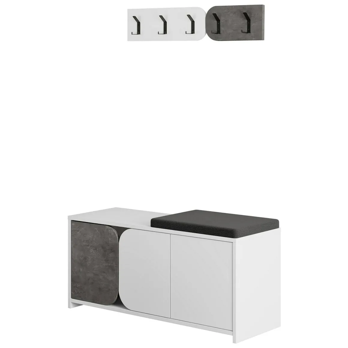 Mobile per ingresso sospeso 3 ante grigio e bianco 104x52h cm - Riga