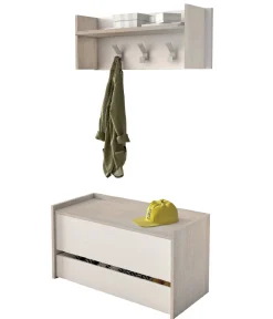 Mobile per ingresso sospeso con cassetto rovere e bianco 90x46h cm - Actinolite