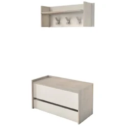 Mobile per ingresso sospeso con cassetto rovere e bianco 90x46h cm - Actinolite