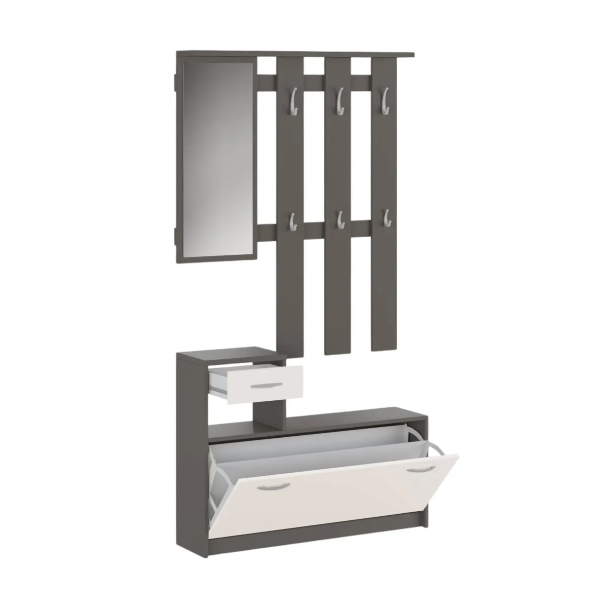 Mobili Da Ingresso > Dmora Mobile per ingresso sospeso con scarpiera beige e grigio 100x190h cm - Garolfo Grigio, Beige Cashmere