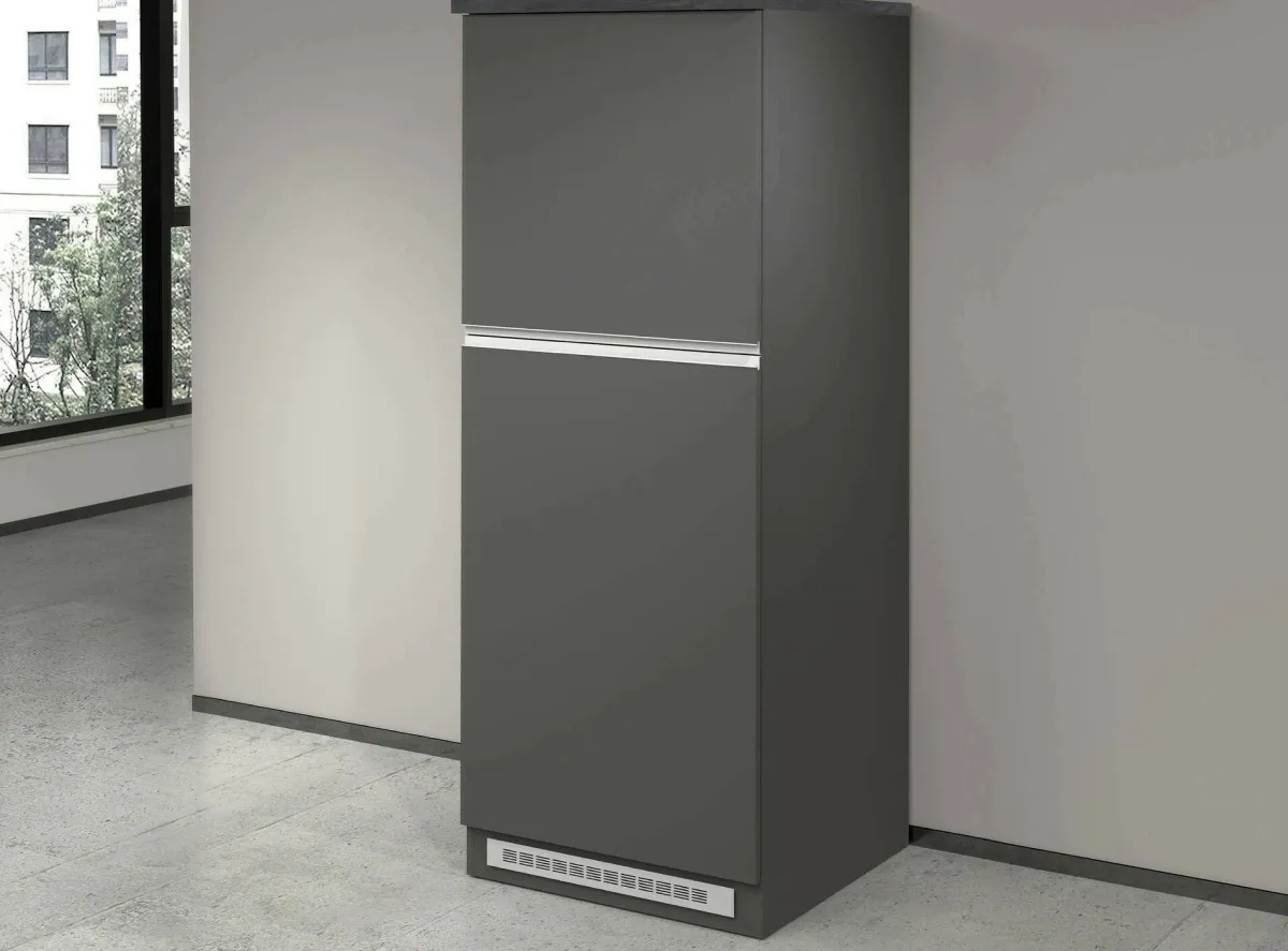 Cucina|Mobili Dispensa > Dmora Mobile portafrigo 2 ante 60x165h cm antracite e ardesia - Mesarthim Grigio Ardesia, Nero Antracite