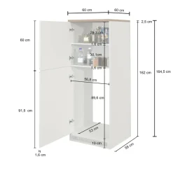 Cucina|Mobili Dispensa > Dmora Mobile portafrigo 2 ante 60x165h cm antracite e ardesia - Mesarthim Grigio Ardesia, Nero Antracite