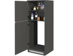Cucina|Mobili Dispensa > Dmora Mobile portafrigo 2 ante 60x165h cm antracite e ardesia - Mesarthim Grigio Ardesia, Nero Antracite