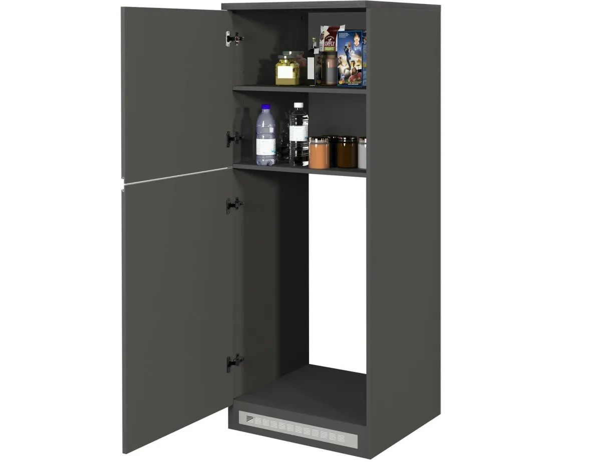Cucina|Mobili Dispensa > Dmora Mobile portafrigo 2 ante 60x165h cm antracite e ardesia - Mesarthim Grigio Ardesia, Nero Antracite