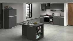 Cucina|Mobili Dispensa > Dmora Mobile portafrigo 2 ante 60x165h cm antracite e ardesia - Mesarthim Grigio Ardesia, Nero Antracite