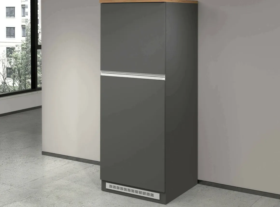 Mobile portafrigo 2 ante 60x165h cm antracite e rovere - Mesarthim