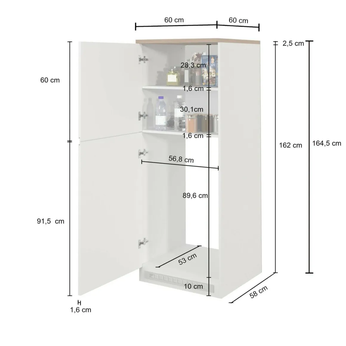 Mobile portafrigo 2 ante 60x165h cm antracite e rovere - Mesarthim