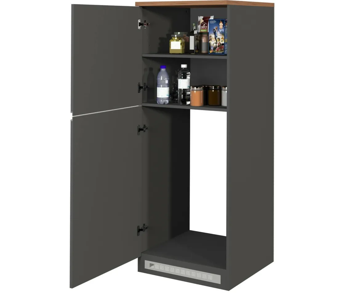 Mobile portafrigo 2 ante 60x165h cm antracite e rovere - Mesarthim