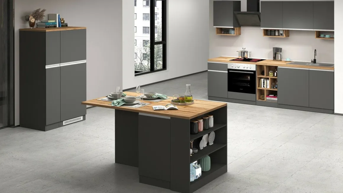 Mobile portafrigo 2 ante 60x165h cm antracite e rovere - Mesarthim