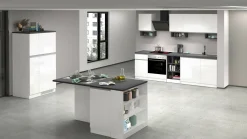 Cucina|Mobili Dispensa > Dmora Mobile portafrigo 2 ante 60x165h cm bianco lucido e ardesia - Mesarthim Grigio Ardesia, Bianco Lucido