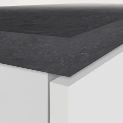 Cucina|Mobili Dispensa > Dmora Mobile portafrigo 2 ante 60x165h cm bianco lucido e ardesia - Mesarthim Grigio Ardesia, Bianco Lucido