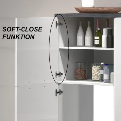 Cucina|Mobili Dispensa > Dmora Mobile portafrigo 2 ante 60x165h cm bianco lucido e ardesia - Mesarthim Grigio Ardesia, Bianco Lucido