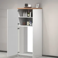 Mobile portafrigo 2 ante 60x165h cm bianco lucido e rovere - Mesarthim