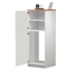 Mobile portafrigo 2 ante 60x165h cm bianco lucido e rovere - Mesarthim