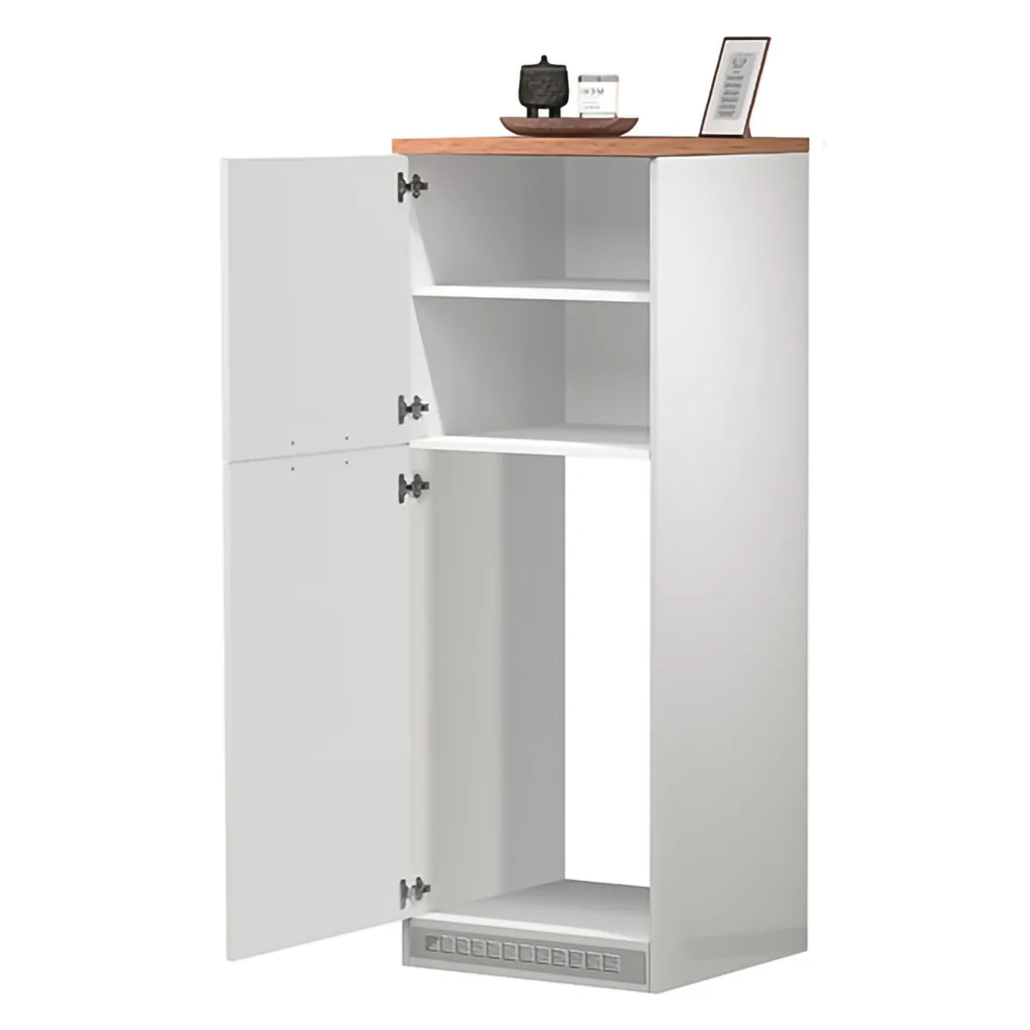 Mobile portafrigo 2 ante 60x165h cm bianco lucido e rovere - Mesarthim