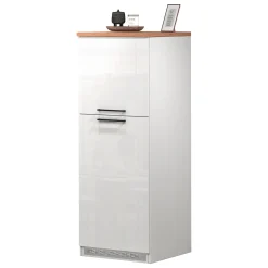 Mobile portafrigo 2 ante 60x165h cm bianco lucido e rovere - Mesarthim