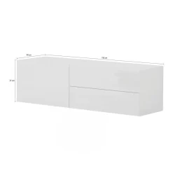 Mobile porta TV Amleto, cm 110x40h35, Bianco lucido