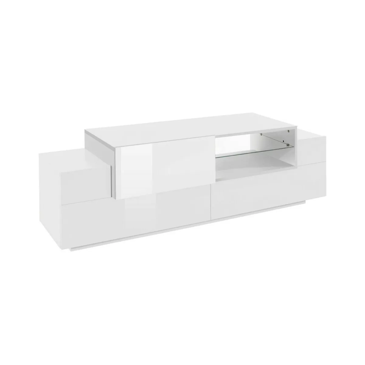 Salotto > Dmora Mobile porta TV Andris, cm 160x45h51, Bianco Lucido