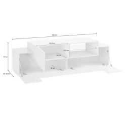 Salotto > Dmora Mobile porta TV Andris, cm 160x45h51, Bianco Lucido