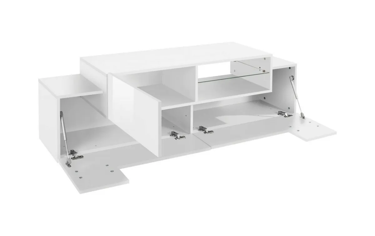 Salotto > Dmora Mobile porta TV Andris, cm 160x45h51, Bianco Lucido