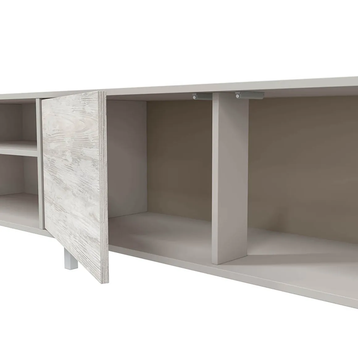 Mobile Porta tv Beige Bianco Anticato Cassetti un Ripiano 180x40x47h cm, 2 Ante - Nociglia