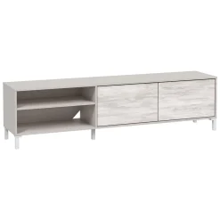 Mobile Porta tv Beige Bianco Anticato Cassetti un Ripiano 180x40x47h cm, 2 Ante - Nociglia