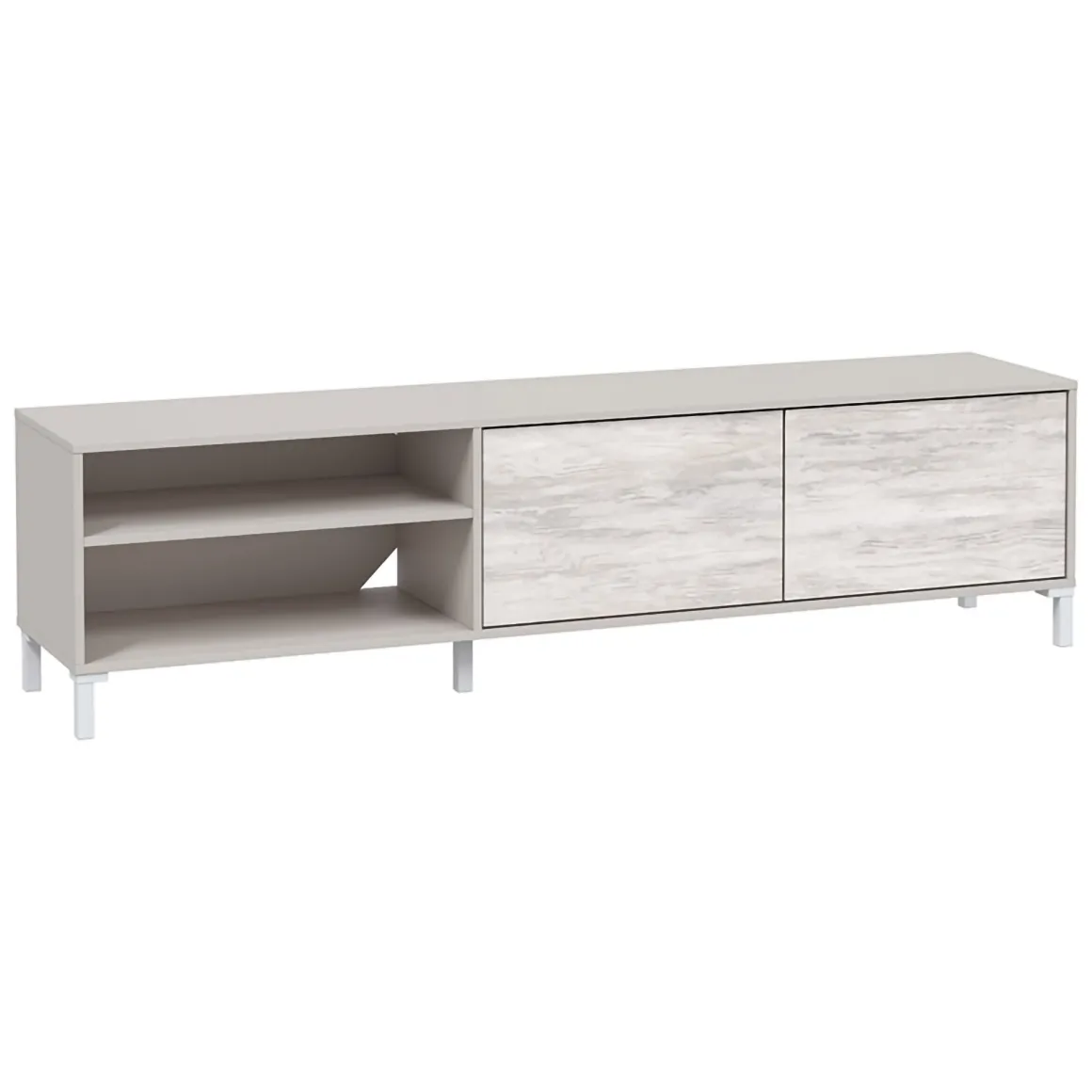 Mobile Porta tv Beige Bianco Anticato Cassetti un Ripiano 180x40x47h cm, 2 Ante - Nociglia