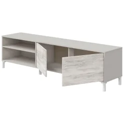 Mobile Porta tv Beige Bianco Anticato Cassetti un Ripiano 180x40x47h cm, 2 Ante - Nociglia