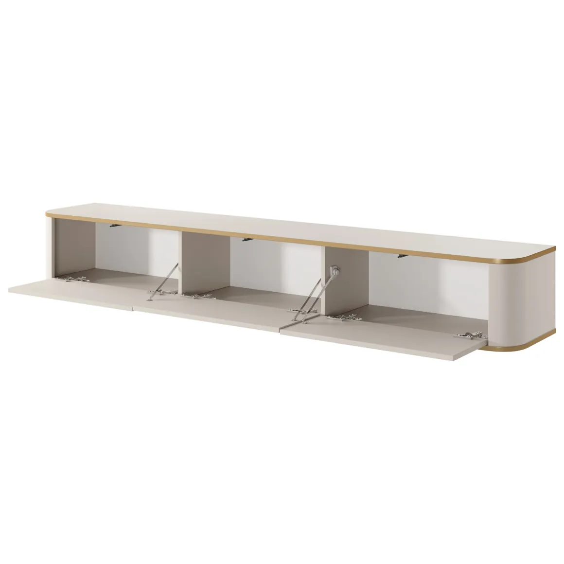 Mobile Porta tv Beige Cashmere oro 3 Cassetti un Ripiano 200x34x28h cm, 3 Vani - Kahate