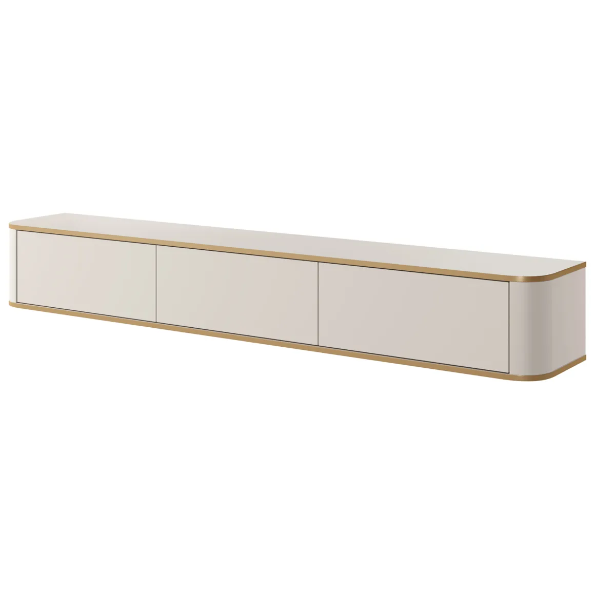 Mobile Porta tv Beige Cashmere oro 3 Cassetti un Ripiano 200x34x28h cm, 3 Vani - Kahate