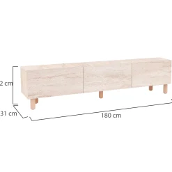 Mobile Porta tv Beige Marmo Antracite 3 Ante 3 Vani 180x31x42h cm, Apertura a Ribalta - Baluffi